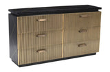 Modern Style 6-Drawer Dresser Made With Mango Wood and Finished with Brass Metal B009128312