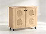 Closed Entryway Shoe Storage Cabinet, Natural Finish Engineered Wood Narrow Shoe Organizer Cabinet 58982031