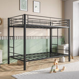 Metal Bunk Bed Twin Over Twin, Heavy Duty Twin Bunk Beds with shelf and Slatted Support No Box W840107070