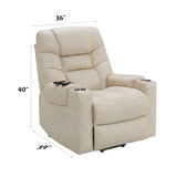 Nairi Ivory Leather Aire Power Motion Recliner with Lift, Heating & Massage Function B2726P245481