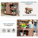 TOPMAX 66" Large Outdoor Farmhouse Wooden Potting Bench Table, Garden Workstation with 2 Drawers, WF300211AAD
