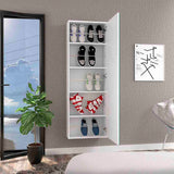 Wall Shoe Rack 54" H, One Mirror, One Door, Five Internal Storage Shelves, Approximate Capacity for B097132917