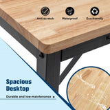 48" Heavy-Duty Adjustable Workbench for Garage, Rubber Wood shop table W/Metal Wheels, Hardwood W1422P218518