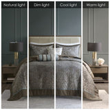 5 Piece Jacquard Bedspread Set with Throw Pillows Blue/Brown Queen B03597489