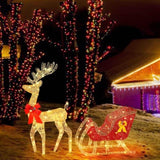 Golden Elk Deer Sled Iron Frame Cotton Thread Green Onion Powder Courtyard Elk Decoration 95262530