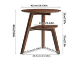 100% Solid Wood 2-Tier Side Table, Round End Table with Lower Storage Shelf, Sofa Side Table & 41908087