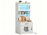 Hidden Cat Litter Box Enclosure with RGB LED Light & Power Outlet Station, MultiPurpose Cat House 95900103