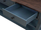 Retro Design Console Table with Two Open Shelves, Pine Solid Wood Frame and Legs for Living Room 50405748