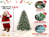 9FT Christmas Tree with 3750 Tips, Red Berries & Pine Cones Snow-Dusted PEPVC Branches, Hinged 10747901