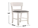 Set of 2 Fabric Padded Counter Height Chairs in White And Gray B016P156812