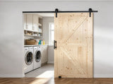 36 x 84 Inch Barn Door and Hardware Kit, Easy to Install Wood Sliding Barn Door with 8-in-1 Floor 86755689