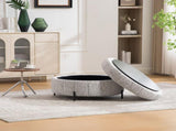 31.3"W Upholstered Round Ottoman With Reversible Lid, Chenille Storage Stool, Channel Tufted W3118P439476