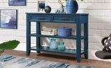 Console Sofa Table with 2 Storage Drawers and 2 Tiers Shelves, Mid-Century Style 42'' Solid Wood W120284580