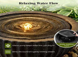 18" Round Sphere Water Fountain with 6 LED Lights Gray Resin Indoor Outdoor Water Feature 48264842