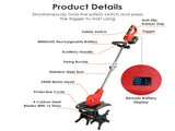 21V Electric Cordless Electric Soil Cultivator - 550W High Power 300RPM, 4-Blade 16 Steel Tines , 53131038