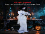 49" Halloween Animatronic Doll Girl Prop, Sound & Button Activated with Glowing Red Eyes, Shakeable 22848715