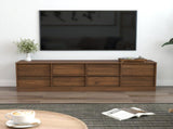 Modern Walnut TV Stand, Large Media Entertainment Center with 4 Storage Drawers, Minimalist TV W331P533617
