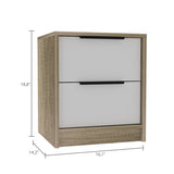 Kaia Nightstand , End Table, Side Table Two Drawers, Metal Handle -White / Pine B07092066