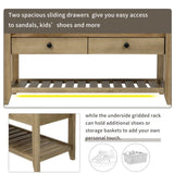 Shoe Rack with Cushioned Seat and Drawers, Multipurpose Entryway Storage Bench 51016143