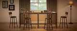Bar Table Set with 2 Bar stools PU Soft seat with backrest, Rustic Brown, 43.31'' L x 15.75'' W x W1162P144762