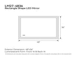 48"x36" LED Bathroom Mirror, Front-Lit and Back-Lit, 3 Color Tem Adjustable, Brightness Memory, 91421693