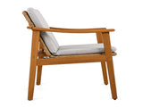 Outdoor Dining Chairs Set of 2, Teak Color Acacia Wood Frame, Brown PE Wicker, Grey Waterproof N779P280043G
