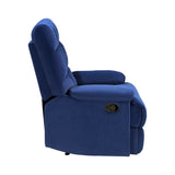 ZNTS Reclining Chair Blue Velvet Upholstery Square Tufted Back Pillowtop Arms Solid Wood Furniture Modern B011P182493