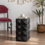 23.62"Height Three-dimensional Embossed Pattern Design Retro Side Table Retro Furniture Black W757P183205
