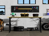 71''Adjustable Workbench with pegboard, Heavy Duty Wooden Desktop Workbench with Wheels, 1600 lb. W1162P384342
