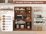 Multifunctional Kitchen Cupboard with Adjustable Shelves, Stemware Rack & Drawer, Anti-Toppling 52937032