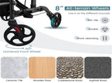 2-in-1 Rollator Walker & Wheelchair 6-Level Adjustable Handles, 1-Hand Folding, Storage 51449217