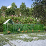 ZNTS 16x3FT Metal Chicken Coop Run Backyard Hen House Poultry Habitat Cage w/Cover W2505P151985