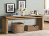 60'' Antique Brown Farmhouse Console Table - Retro Wooden Entryway Table with Double Board W1445P317058