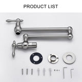 Pot Filler Faucet - Wall Mount Kitchen Sink Faucet Folding Stretchable with Single Hole Two Handles W124365377