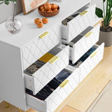 ZNTS Modern white 6 Drawers Bedroom,Wooden drawers with Gold Handles, Chest Dresser with Deep Drawers 99447169