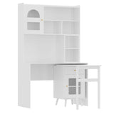 Computer Desk with 90 Degree Rotating Desktop, 43x70 Inch Office Desk with Storage Drawer and 66455576