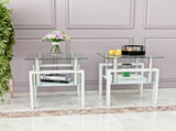 Set of 2, Modern Tempered Glass Tea Table Coffee Table End Table, Square Table for Living Room, 28812852