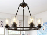 23.62'' Modern 6-Light Black Wagon Wheel Chandelier With Light For Bedroom Bathroom,Living W5008P468517