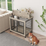 ZNTS Furniture Dog Cage Crate with Double Doors on Casters. Grey, 31.50'' W x 22.05'' D x 24.8'' H. 70138030