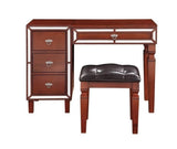 Traditional Formal Cherry Color Vanity Set w Stool Storage Drawers 1pc Bedroom Furniture Set Tufted B011111846