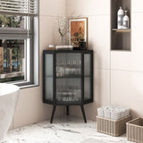 ZNTS 22.25" Floor Coner Cabinet with Tempered Glass Door & Storage Shelves for Bathroom, Living Room, W757130158