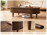43.5" MidCentury Modern Oval LiftTop Coffee Table, Gas Strut Silent Height Adjustable Table with 3 60031955
