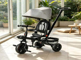 Gray 5 in 1 Foldable Toddler Trike Travel-Friendly with Storage, Reversible Seat, Safety Harness 42686749