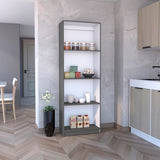 Home Bookcase with 4-Shelf Modern Display Unit for Books and Decor -Matt Gray / White -Office B070137834