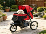 Red 3-Wheel Pet Stroller for Small & Medium Dogs, Adjustable Canopy, Safety Tether, Storage Basket 15859512