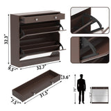 Mirror Shoe Cabinet with 2 Tier Drawers, Mirror Shoe Rack With 1 Drawer Storage, Mirror Shoe W760P206336