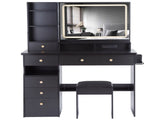 41" Large Size Left Drawer Desktop Vanity TableCushioned Stool Dresser Set, 2 AC2 USB Power W936P230829