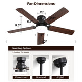 42 Inch Modern Ceiling Fan With 3 Color Dimmable Light 5 Blades Remote Control Reversible DC Motor W882P164331