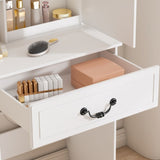 Modern Mini Dressing Table with LED-lit Mirror & Hidden Storage,Includes Padded Stool,Adjustable 71257421