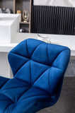 Breni Velvet Diamond Tufted Swivel Adjustable Height Barstool, Set of 2, Blue T2574P164870